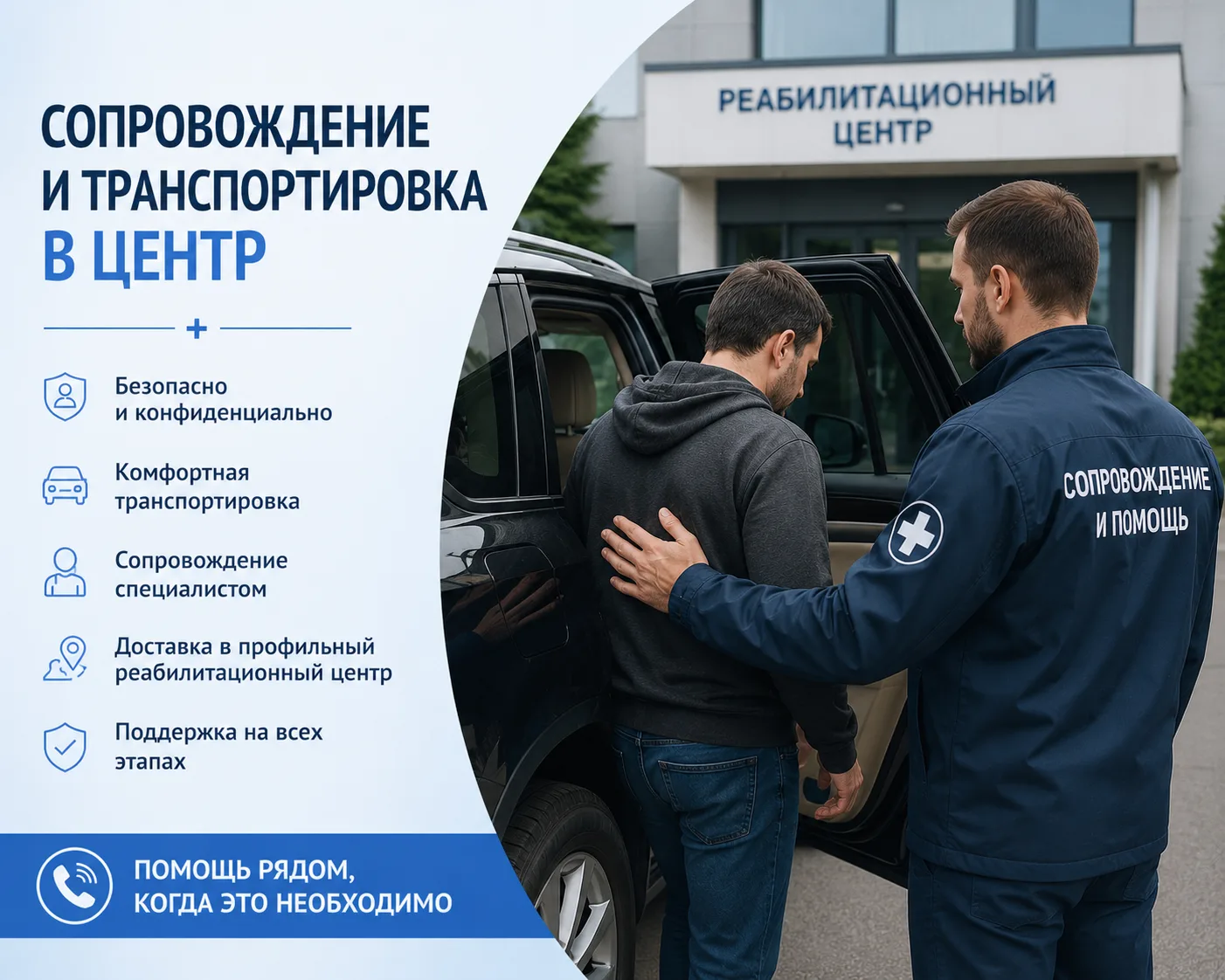 Сопровождение и транспортировка в центр